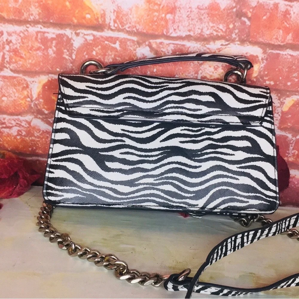 Black and White Zebra Print Convertible Crossbody Bag
